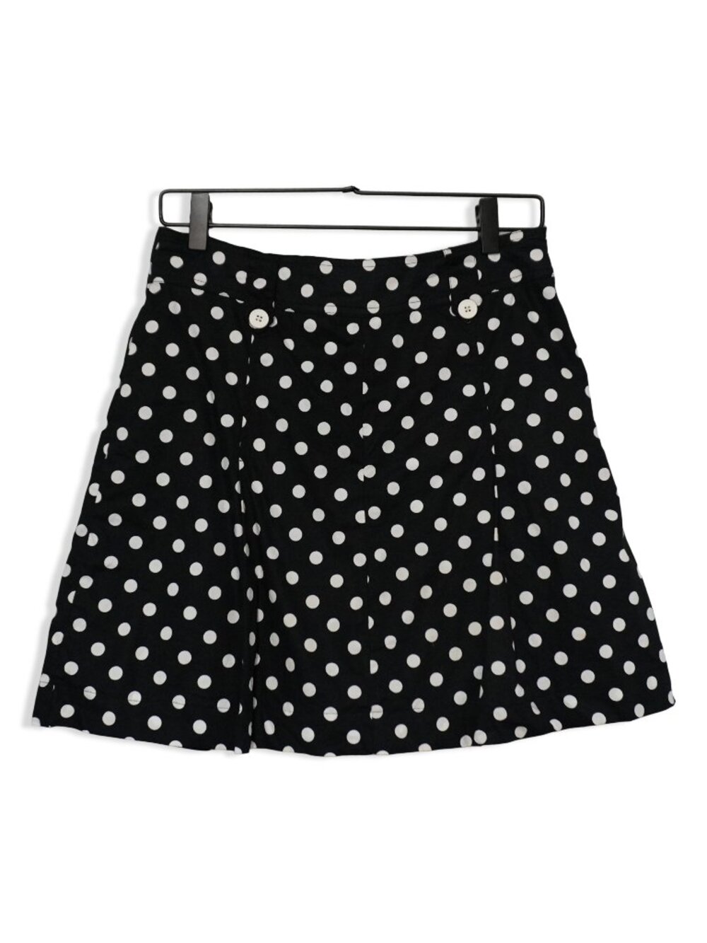 Vintage 90s White Stag Women's Twee Black & White Polka Dot Pleated Mini Skirt